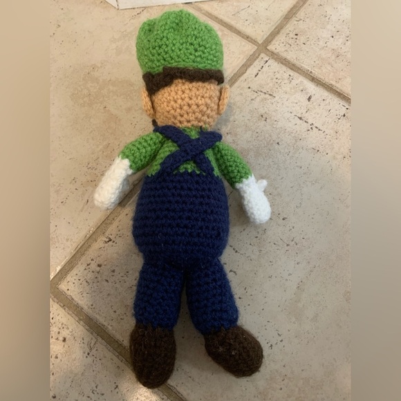 Handmade Crochet LUIGI Doll Amigurumi Plush 12" Super Mario Bros Nintendo - Picture 2 of 6